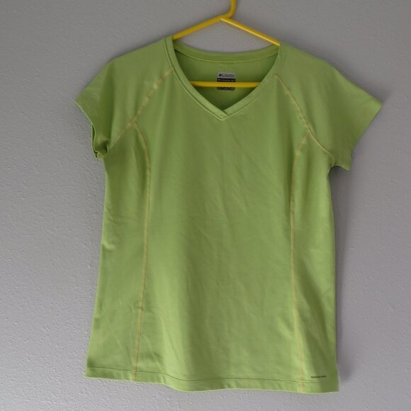 Columbia Womens V-Neck Short-Sleeve T-Shirt Size M Green - Picture 1 of 6